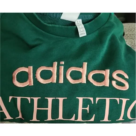 Adidas Athletic League Sweater Women's Sz 3X Green/Gold Spell Out Crew Neck - Picture 4 of 8